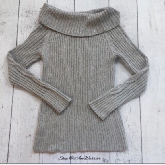 WHBM lurex sequin cable off the shoulder sweater *shop@iamwarrior - Picture 4 of 8